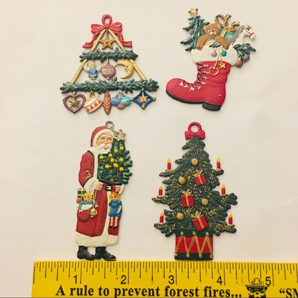 Hand Painted Enamel On Pewter Christmas Ornament Lot - Picture 3 of 3